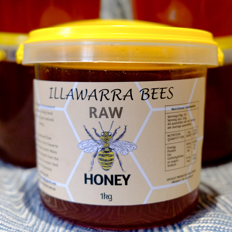 pure raw honey 1kg tub by illawarra bees